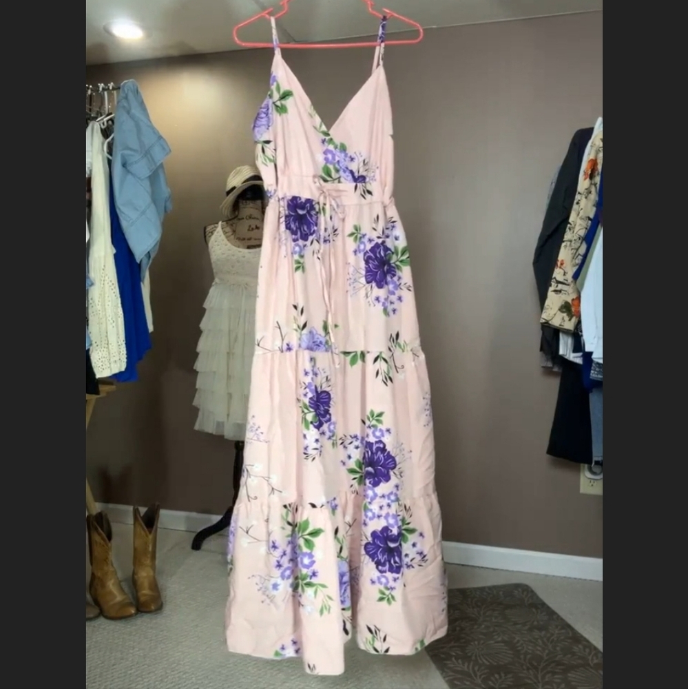 Floral Maxi Dress with Purple Flowers